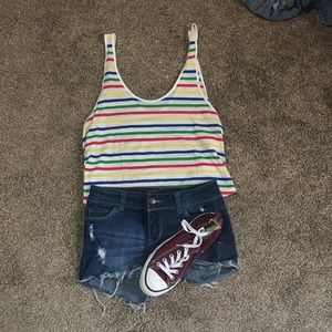Rainbow Stripe Crop Tank Top